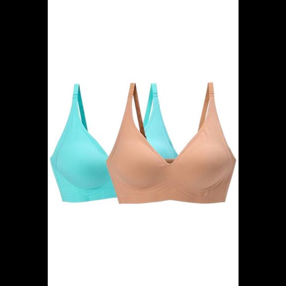 Rhonda Shear Women's 2-pack Gel Bra w/o Back Closure Beige/Celeste - - Picture 1 of 1